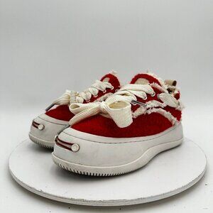 Smilerepublic Women Size EU 35 US 5 Woolen Red White Leather Shoes